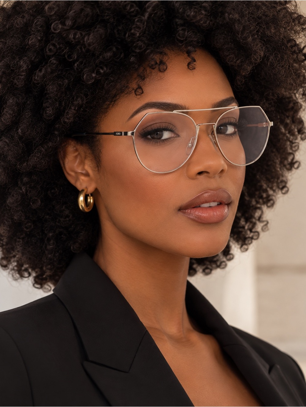 FENDI Silver Rim Aviator Eyeglasses - Women Accessories
